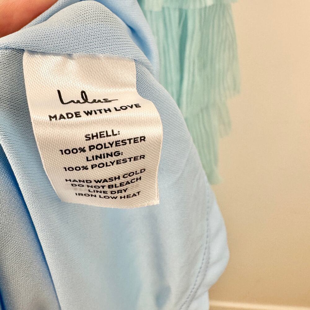 Lulus Radiant Event Light Blue Mesh Tiered Pleated Backless Maxi Dress Large NWT - Picture 10 of 11